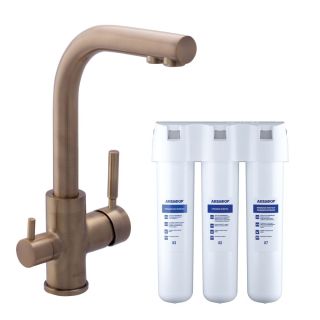 Смеситель для кухни Swedbe Selene Plus K8147K в комплекте с фильтром Аквафор Кристалл бронза